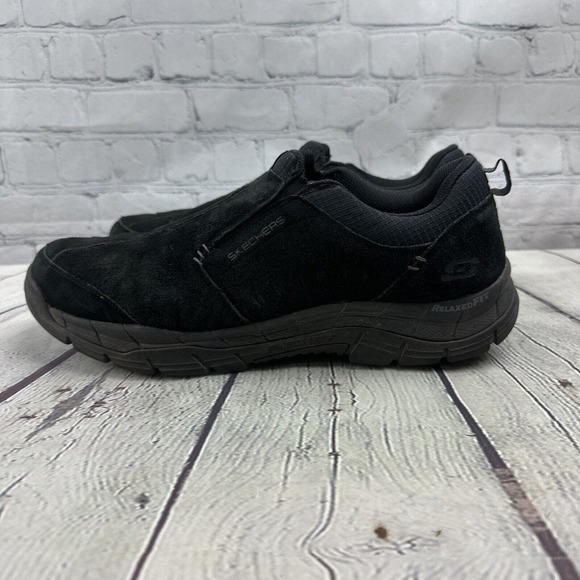 Skechers Rig‎ Mountain Top Black Suede Mens 14 Leather Walking Hiking Loafers - Picture 3 of 9